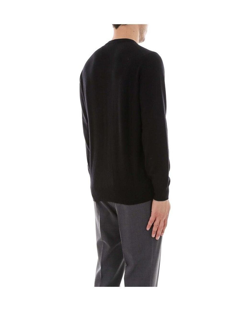 Brunello Cucinelli Black Crewneck Knitted Sweater for men