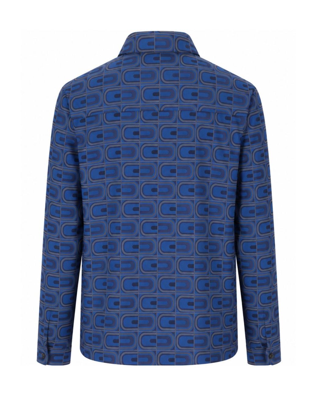 Laura Urbinati Blue Geometric-Print Long-Sleeved Pajamas Top