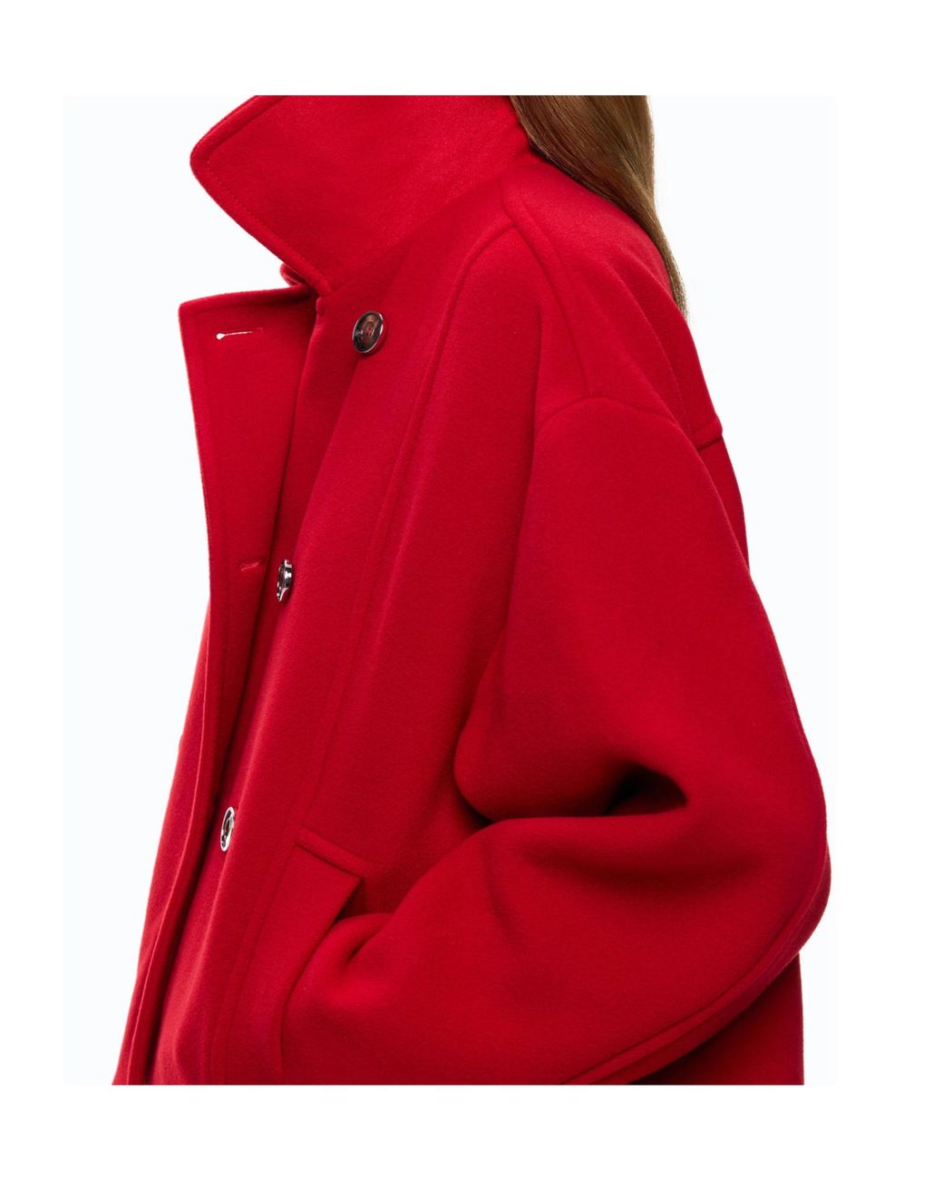 Pinko Red Cropped Double-Breasted Coat