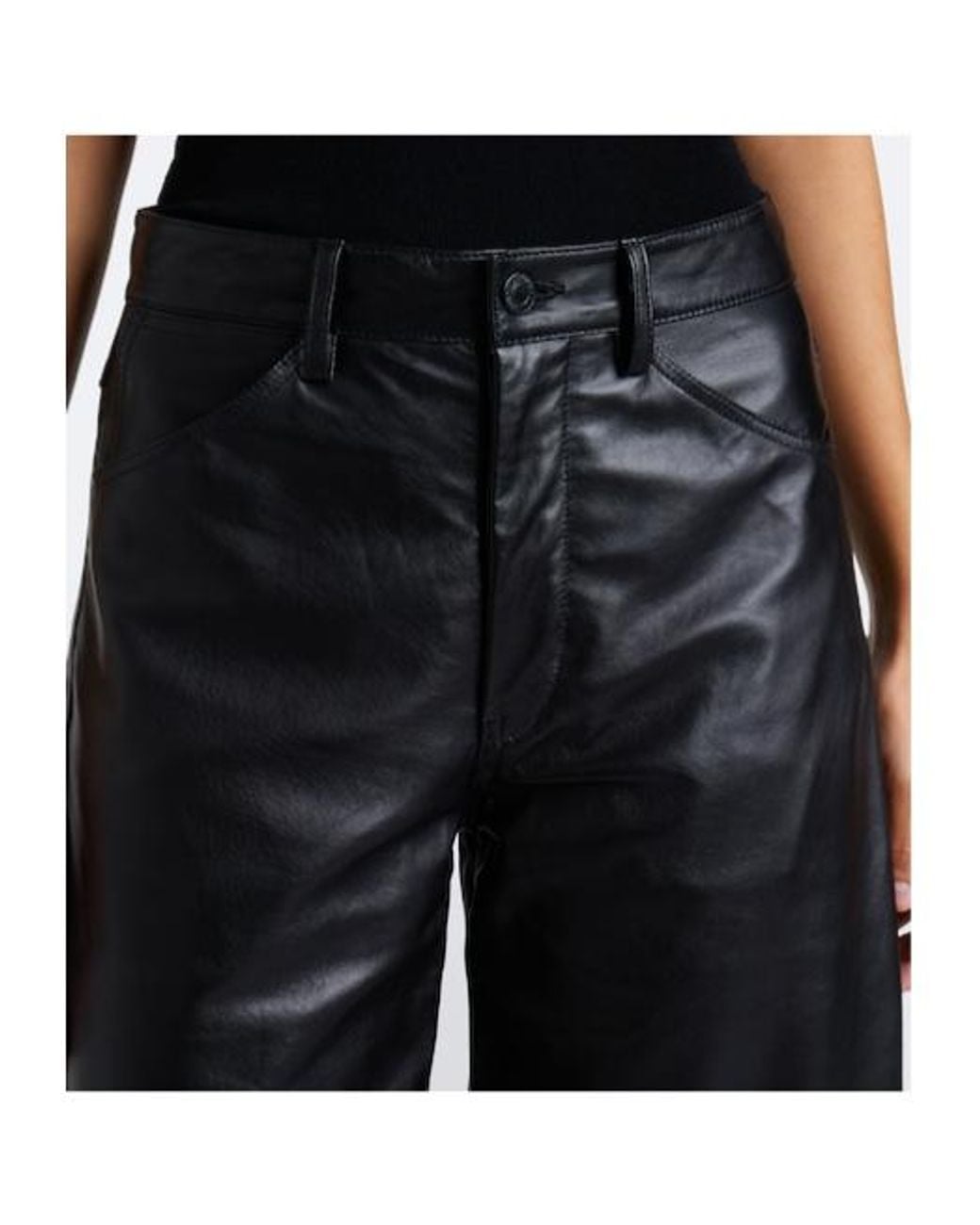 Nili Lotan Black Leather Barrel-Leg Pants