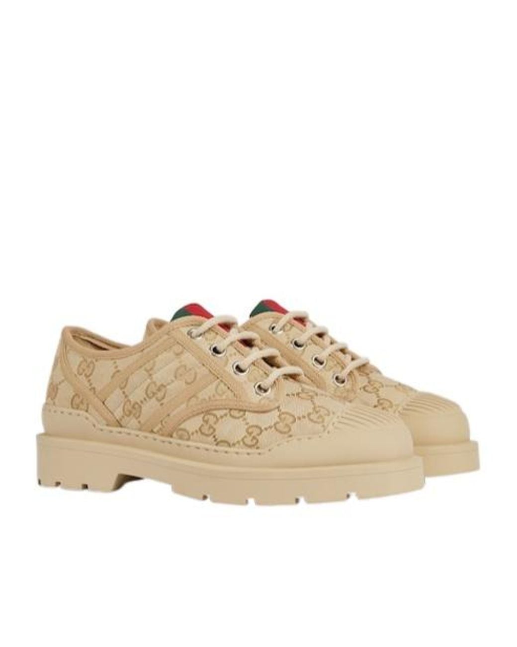 Gucci Natural Lace-Up Shoe With Web