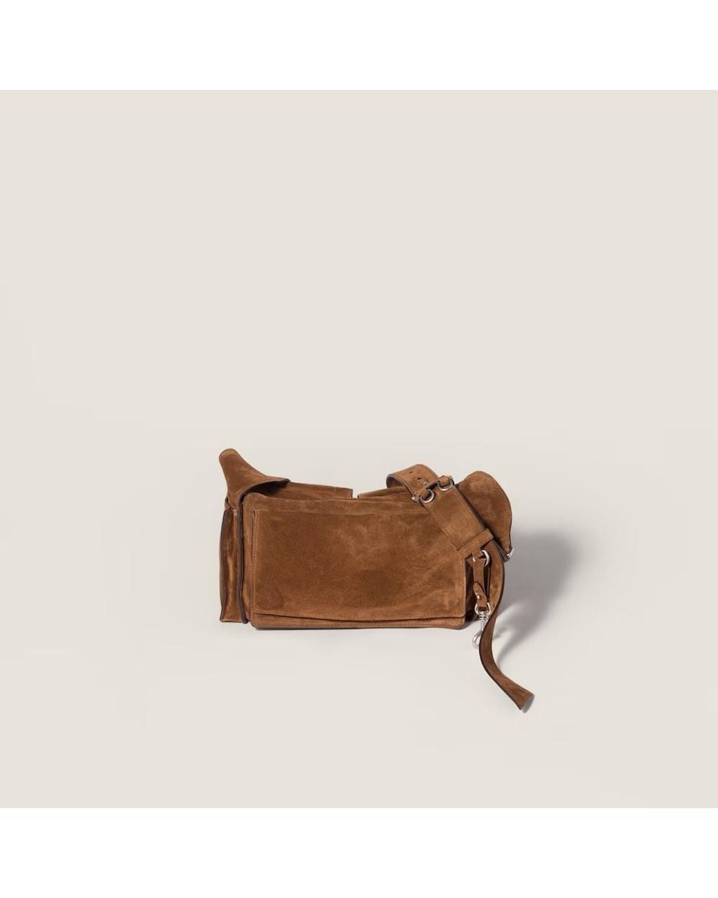 Miu Miu Brown Utilitaire Suede Shoulder Bag