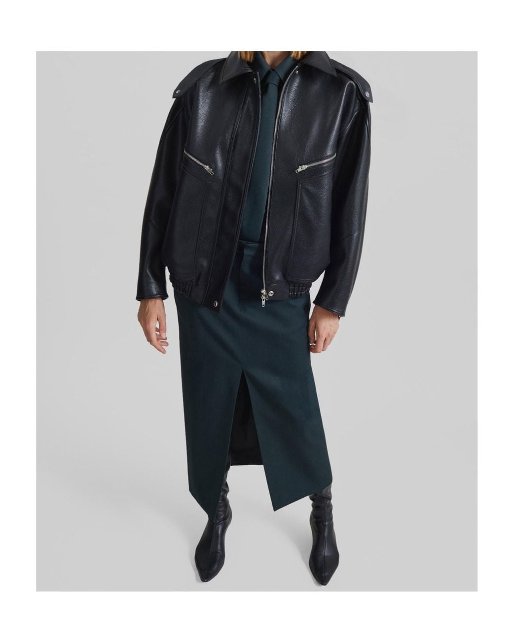 Frankie Shop Black Biker Jacket Hudson Faux Leather