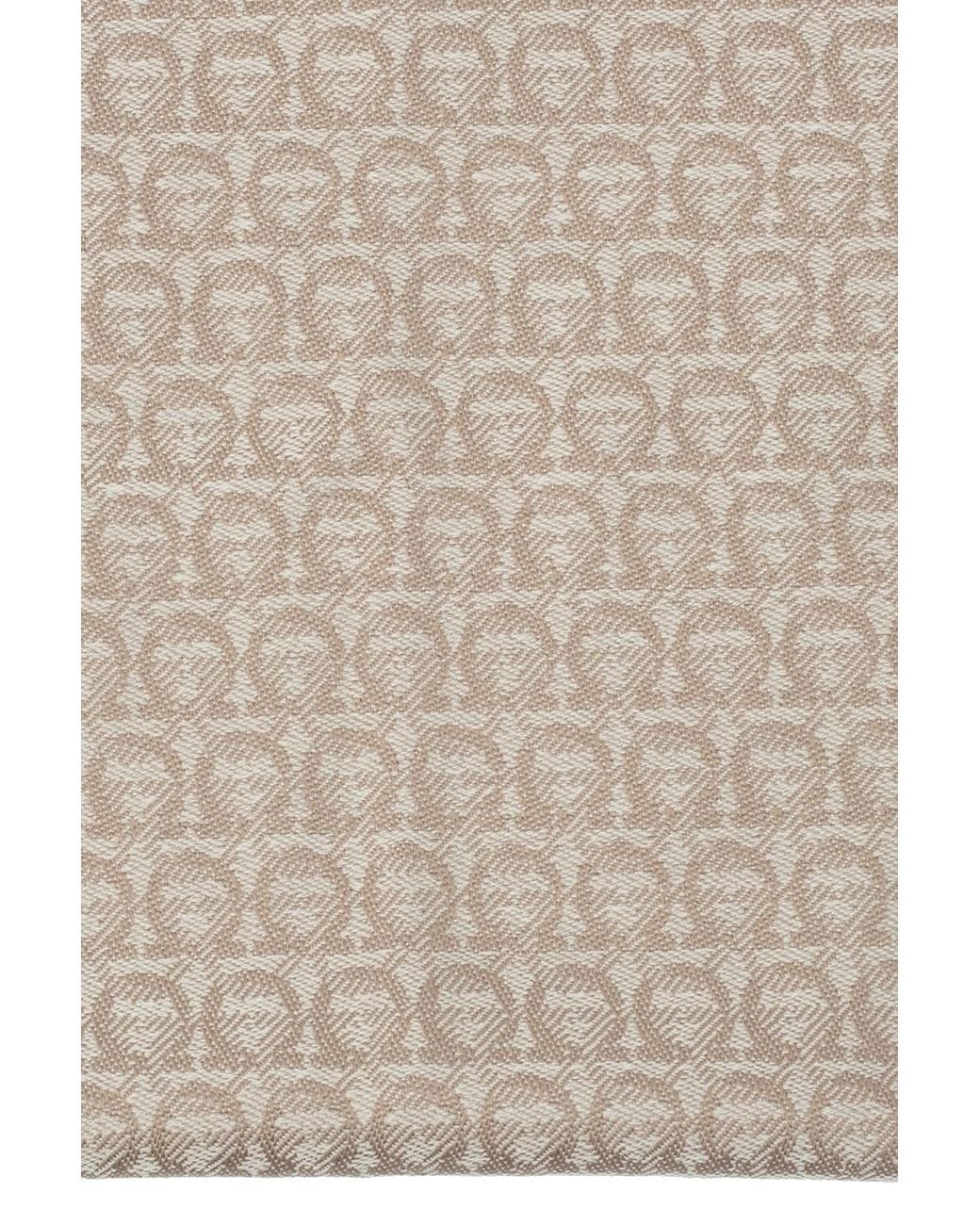 Ferragamo Natural Ferragamo Gancini Patterned Fringed Scarf