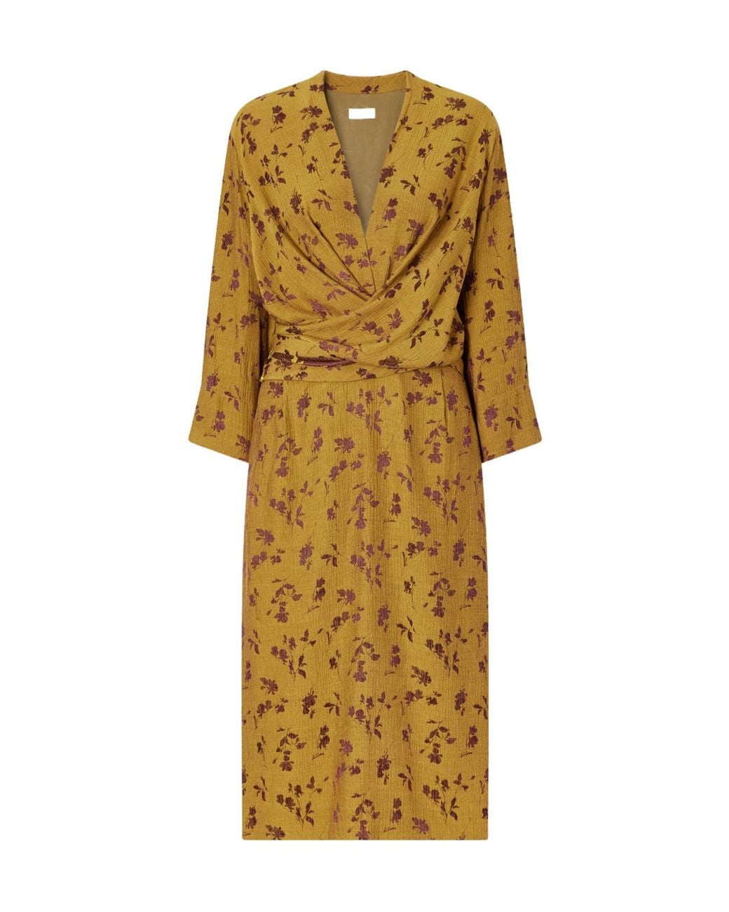 Dries Van Noten Yellow Floral-Jacquard Satin Midi Dress