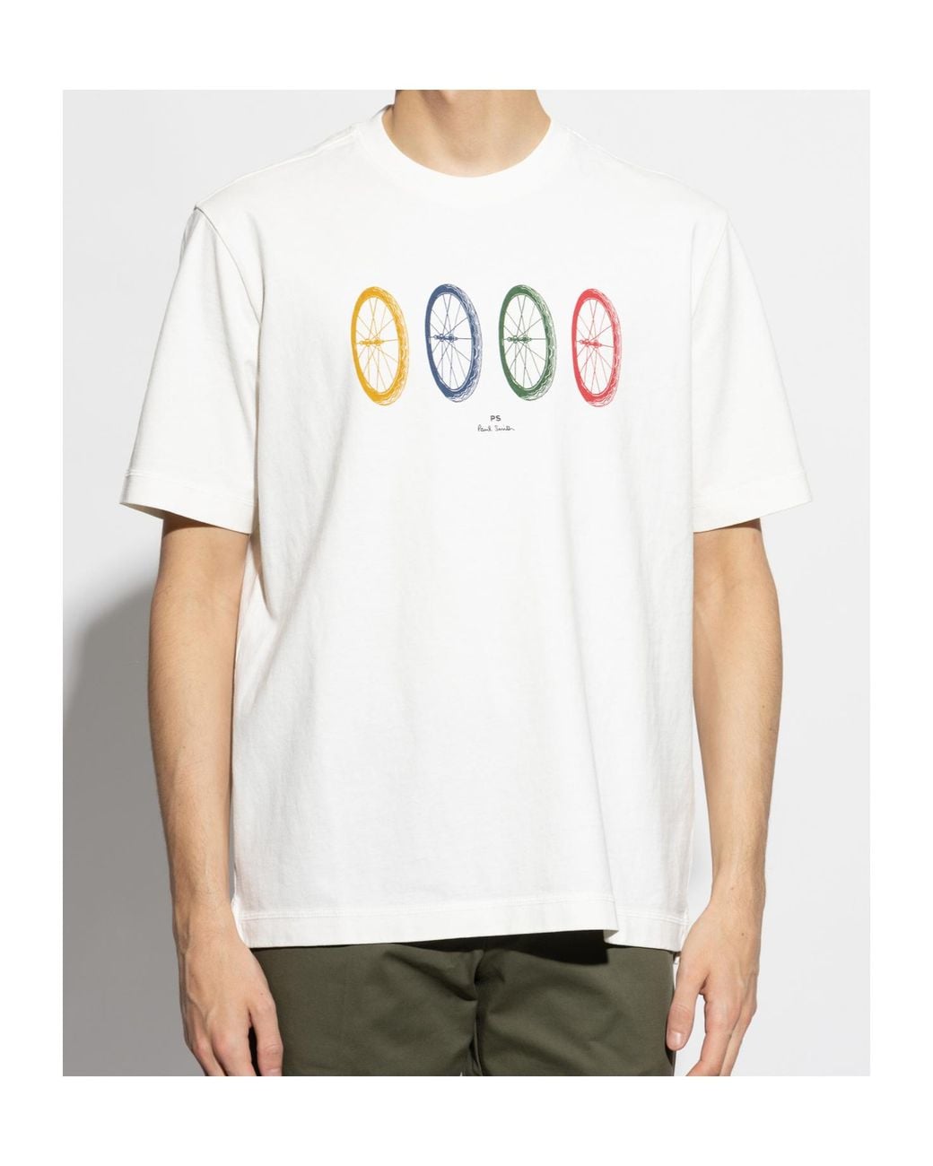 Paul Smith White Ps Paul Smith Wheels Print T-Shirt for men