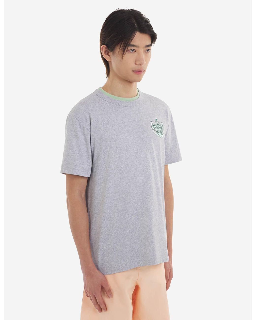 Maison Kitsuné Gray Logo-Print Cotton T-Shirt for men