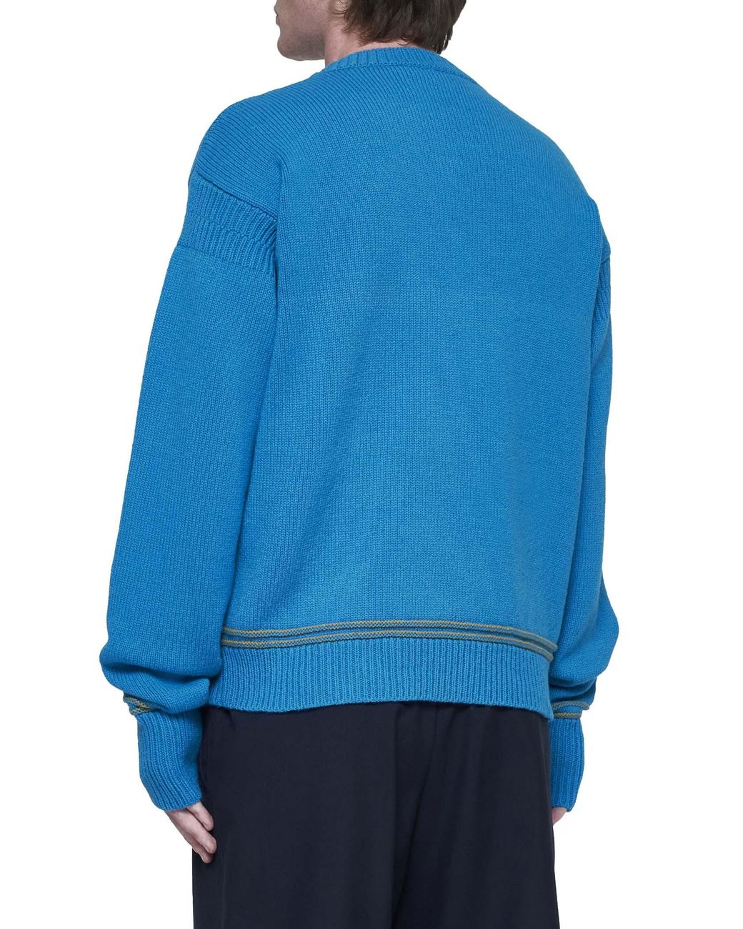 Marni Blue Logo Intarsia-Knit Jumper for men