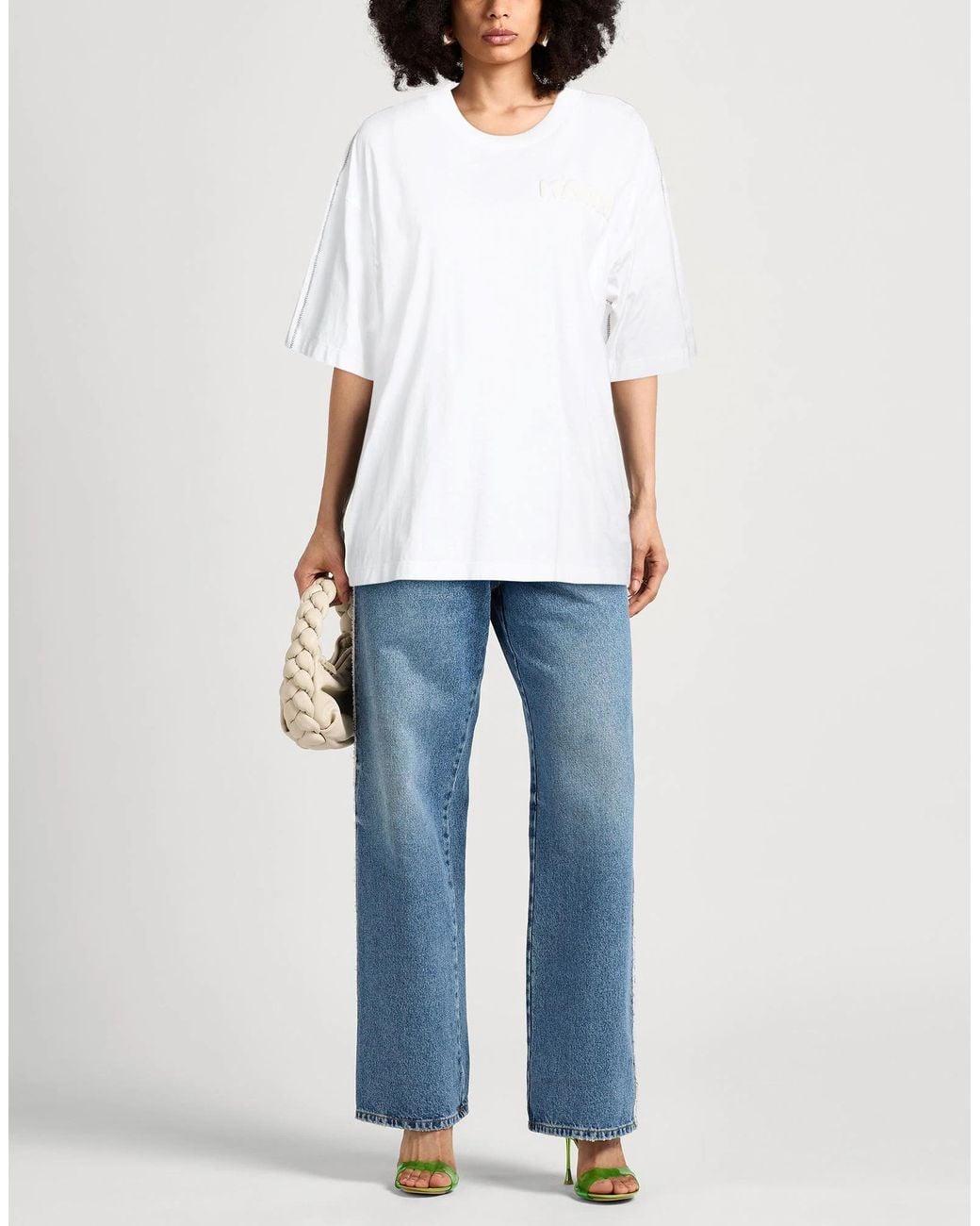 Marni White Loose-Fitting Two-Tone Short-Sleeved T-Shirt