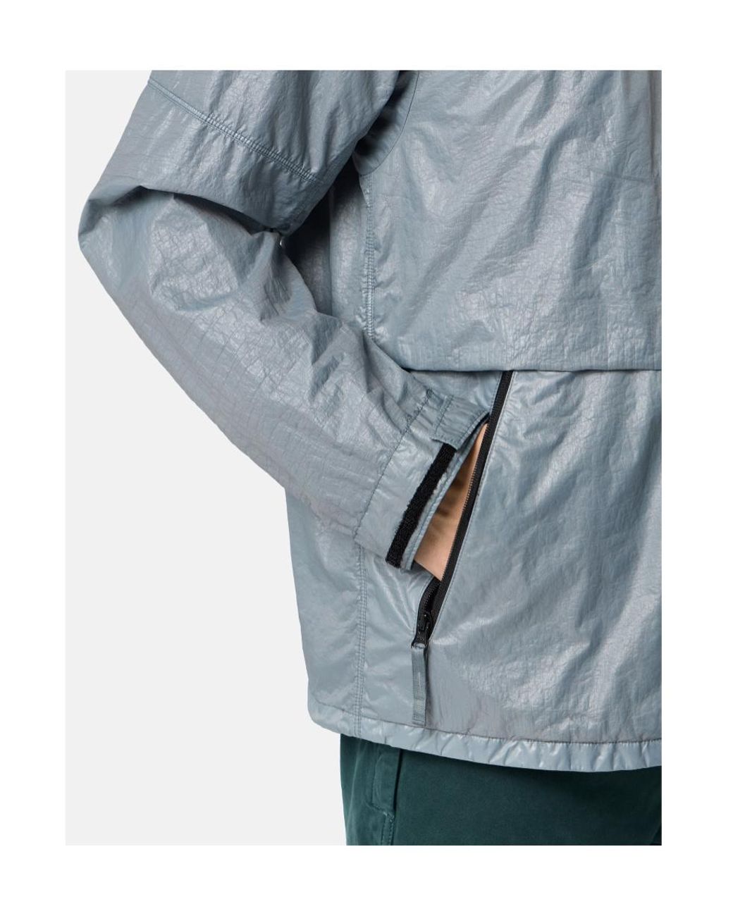 Stone Island Blue Hooded Jacket With Water-Resistant Membrane for men