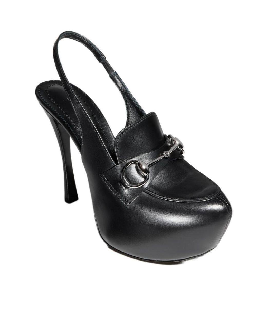 Gucci Black Platform Slingback With Horsebit
