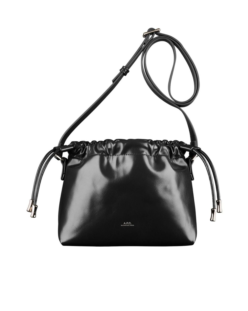 A.P.C. Black Logo Printed Drawstring Mini Crossbody Bag