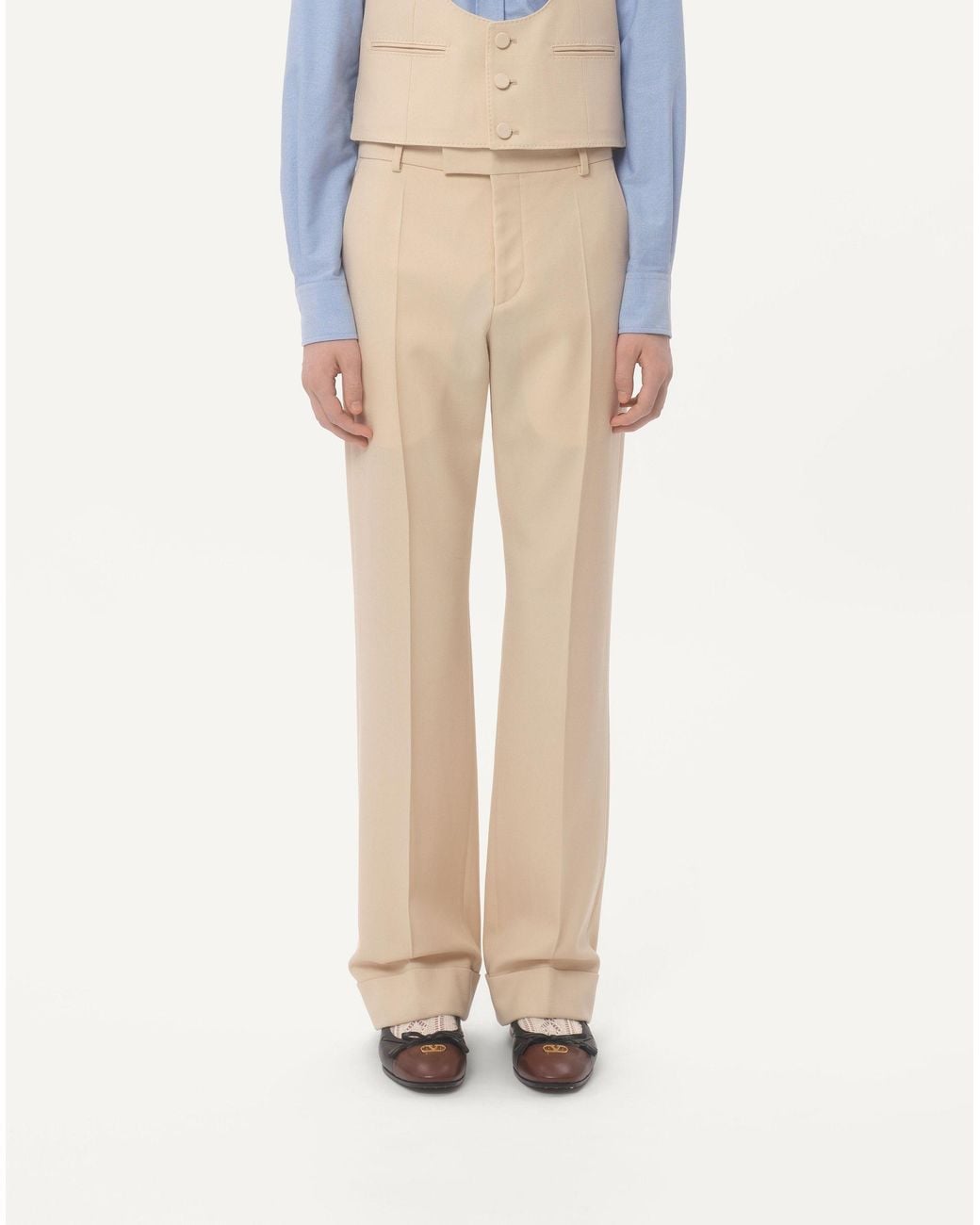 Valentino Natural Turn-Up Hem Tailored Trousers for men