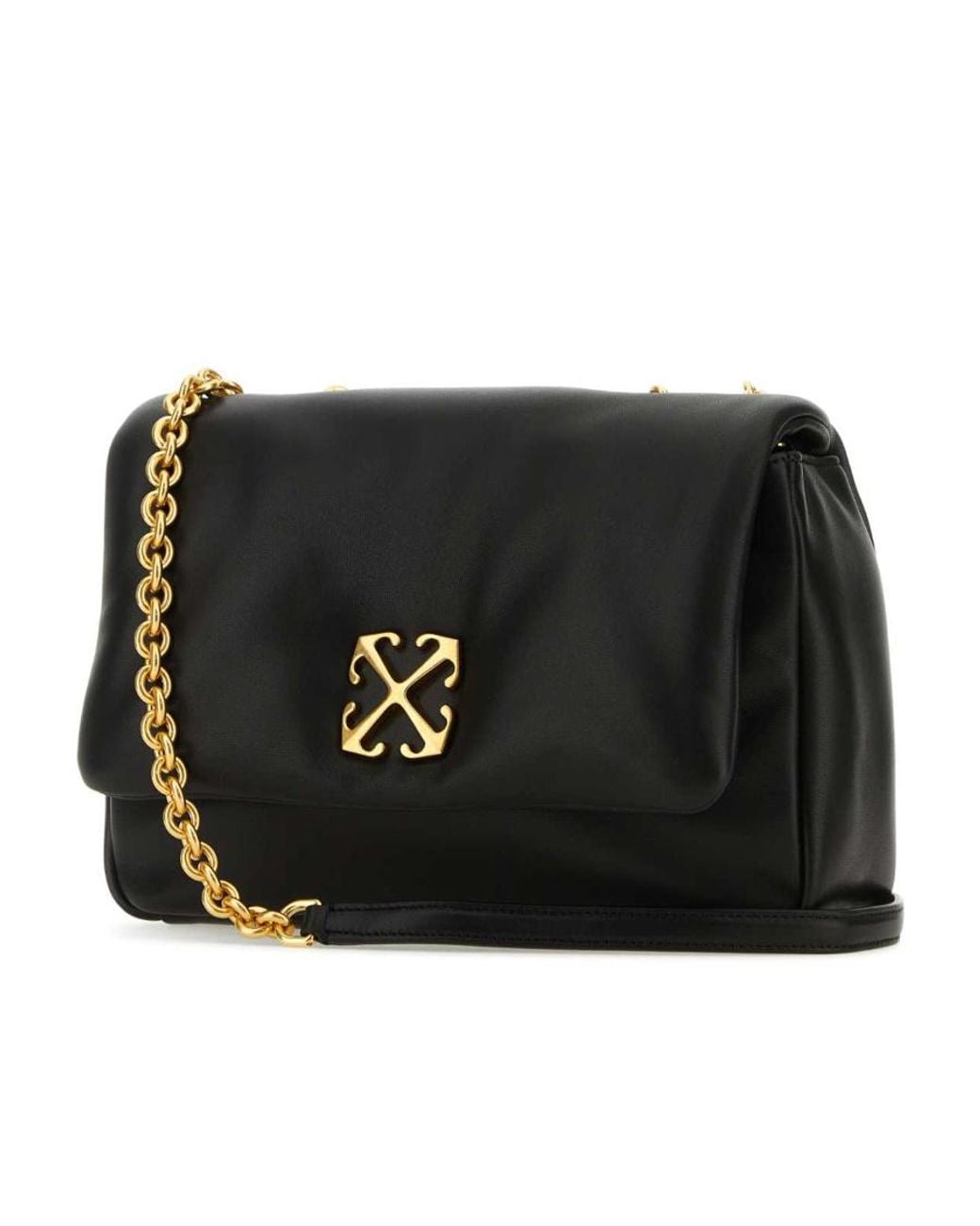 Off-White c/o Virgil Abloh Black Jitney Logo Plaque Puffer Shoulder Bag