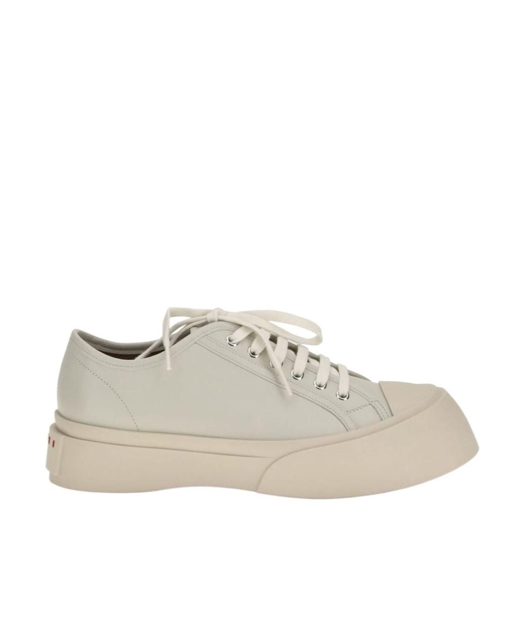Marni White Pablo Logo Patch Lace-Up Sneakers for men