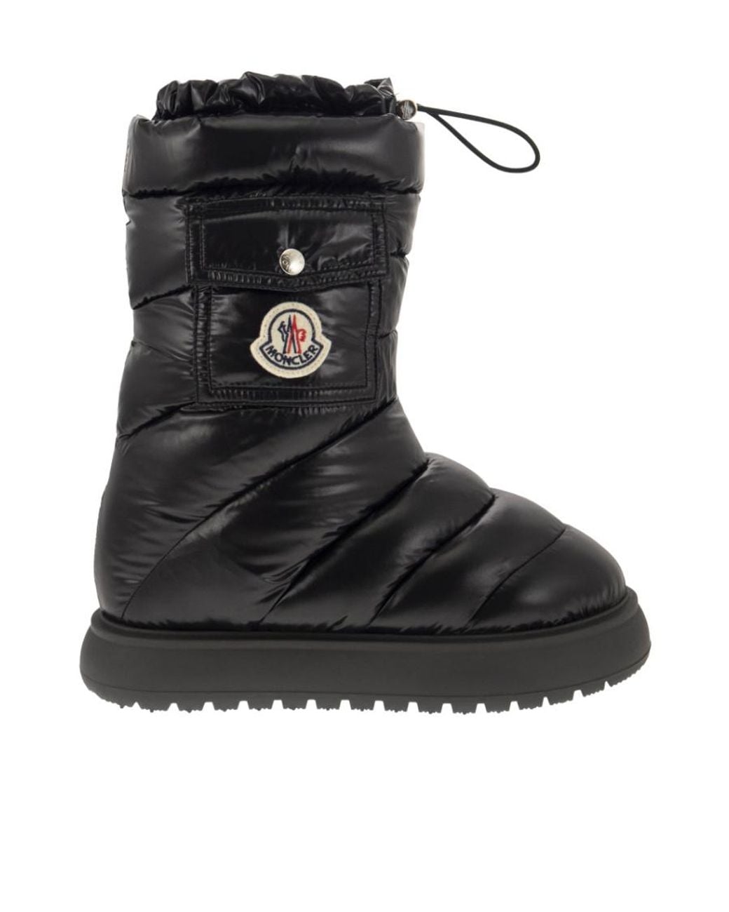 Moncler Black Logo Motif Patch Puffer Boots