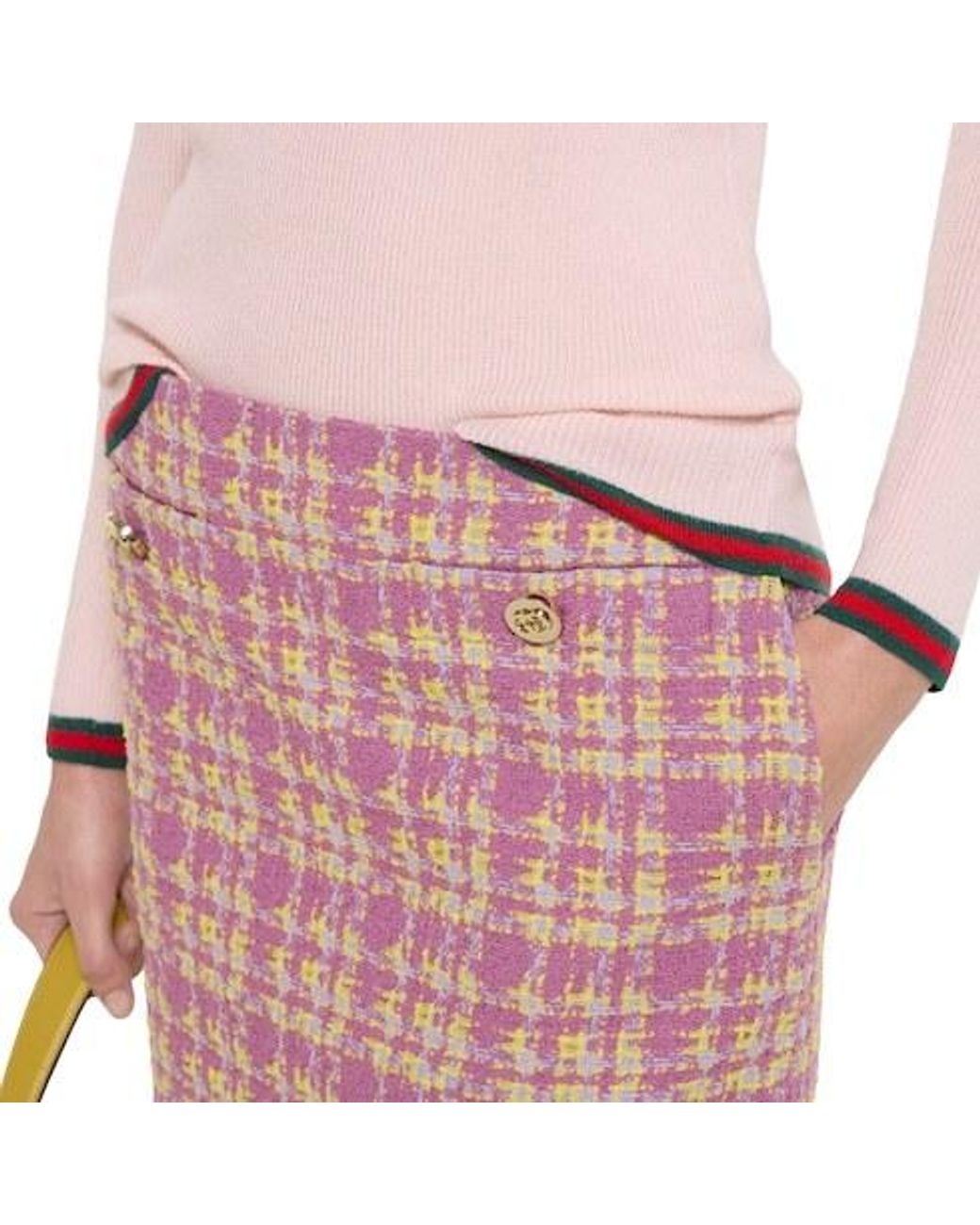 Gucci Pink Tweed Button Detailed Skirt