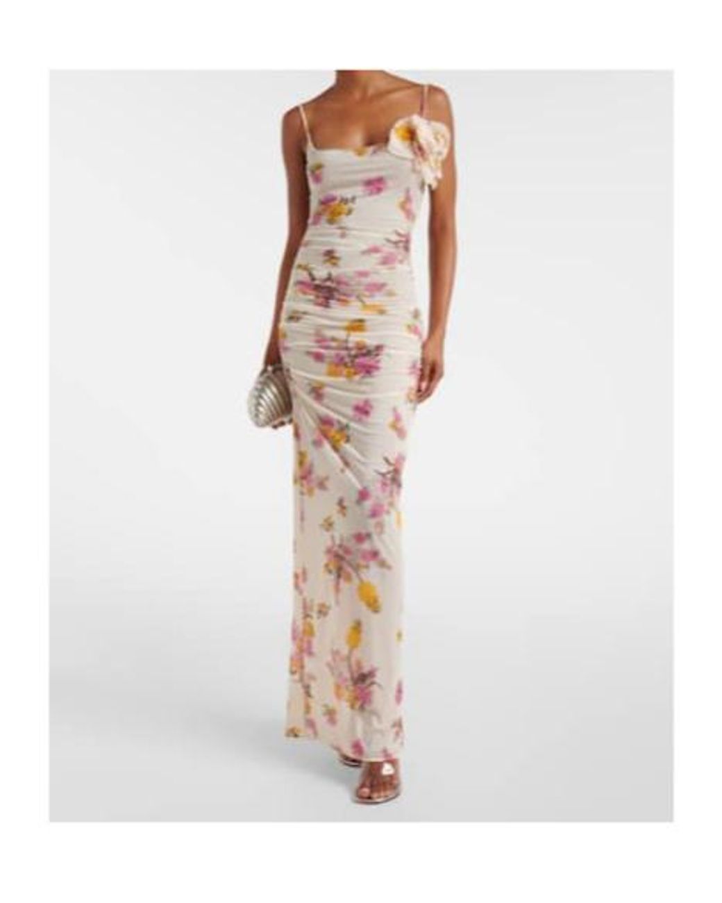 Blumarine Metallic Floral-Appliqué Floral Jersey Maxi Dress