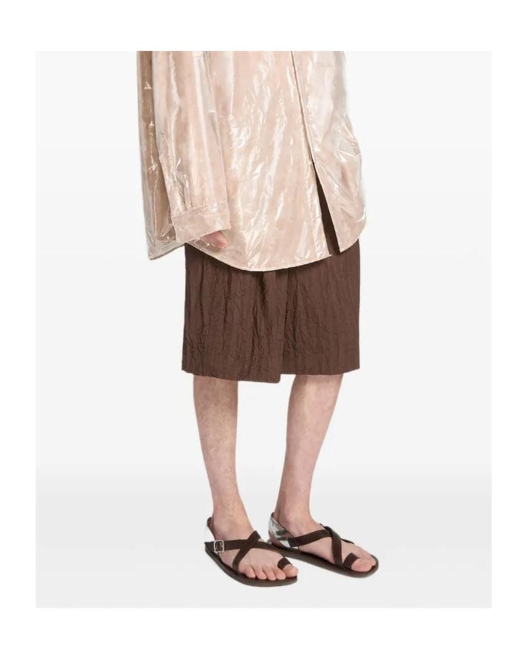 Dries Van Noten Brown Pleated Bermuda Shorts for men