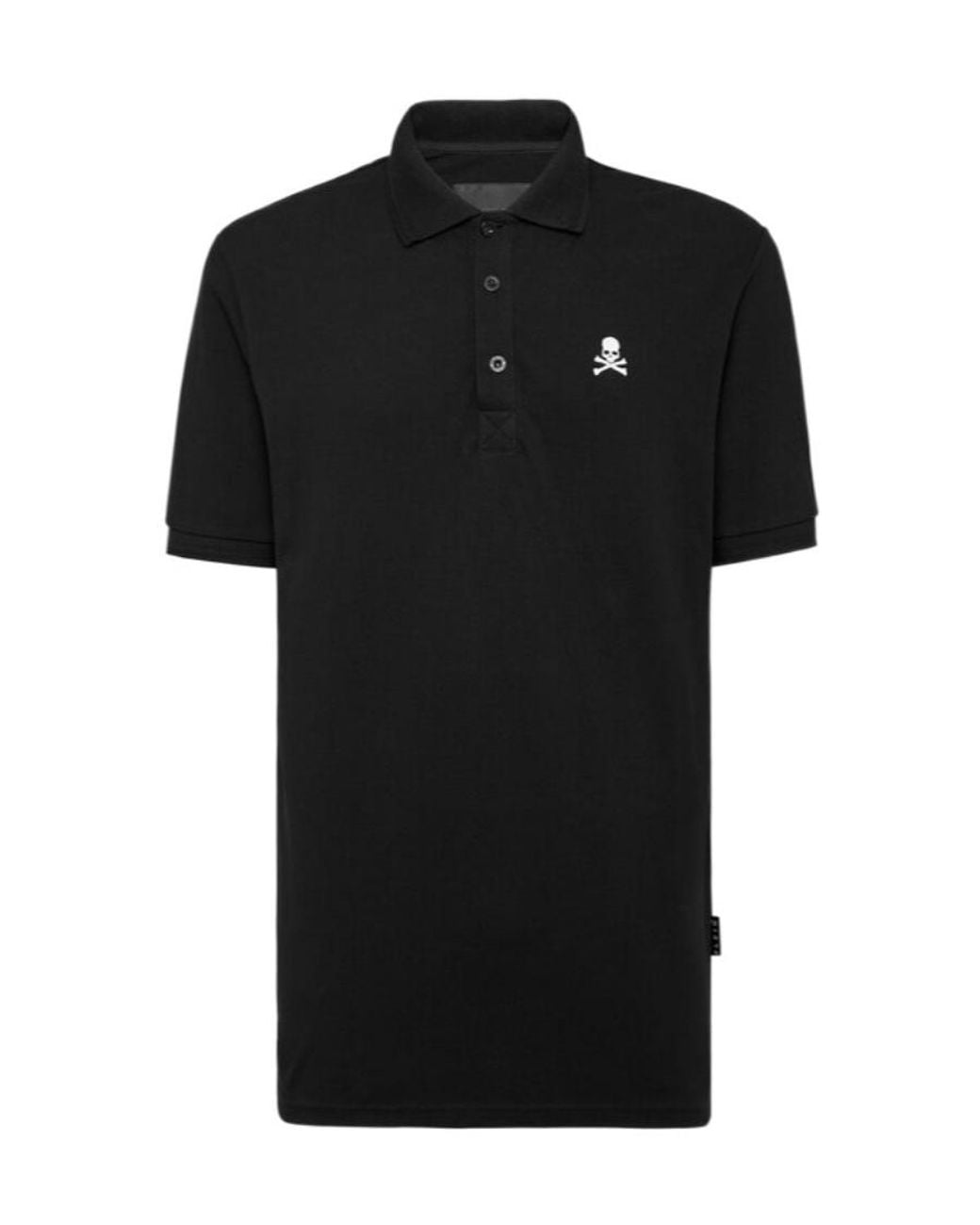 Philipp Plein Black Gothic Plein Short-Sleeve Cotton Polo Shirt for men