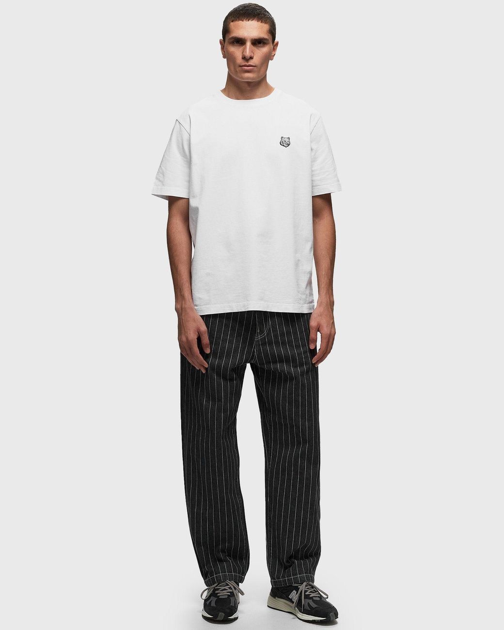 Maison Kitsuné White Maison Kitsuné Fox Head Patch Crewneck T-Shirt for men