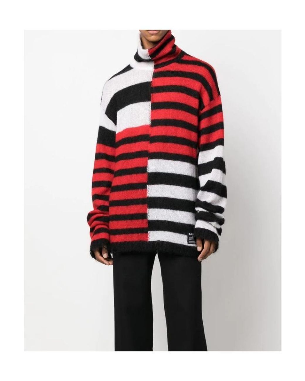 Balmain Red Patchwork Striped Turtleneck for men