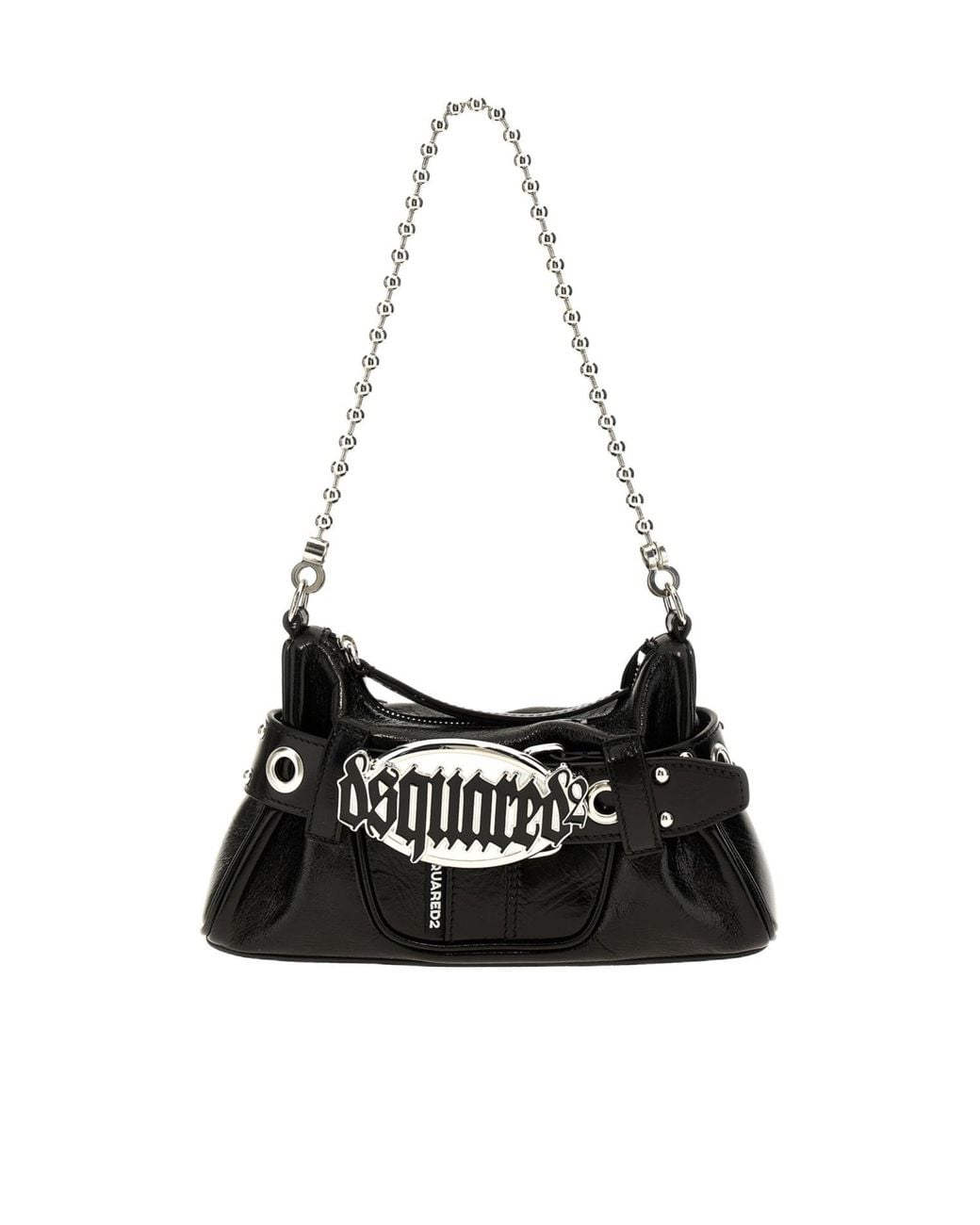 DSquared² Black Gothic Logo Plaque Belted Shoulder Bag