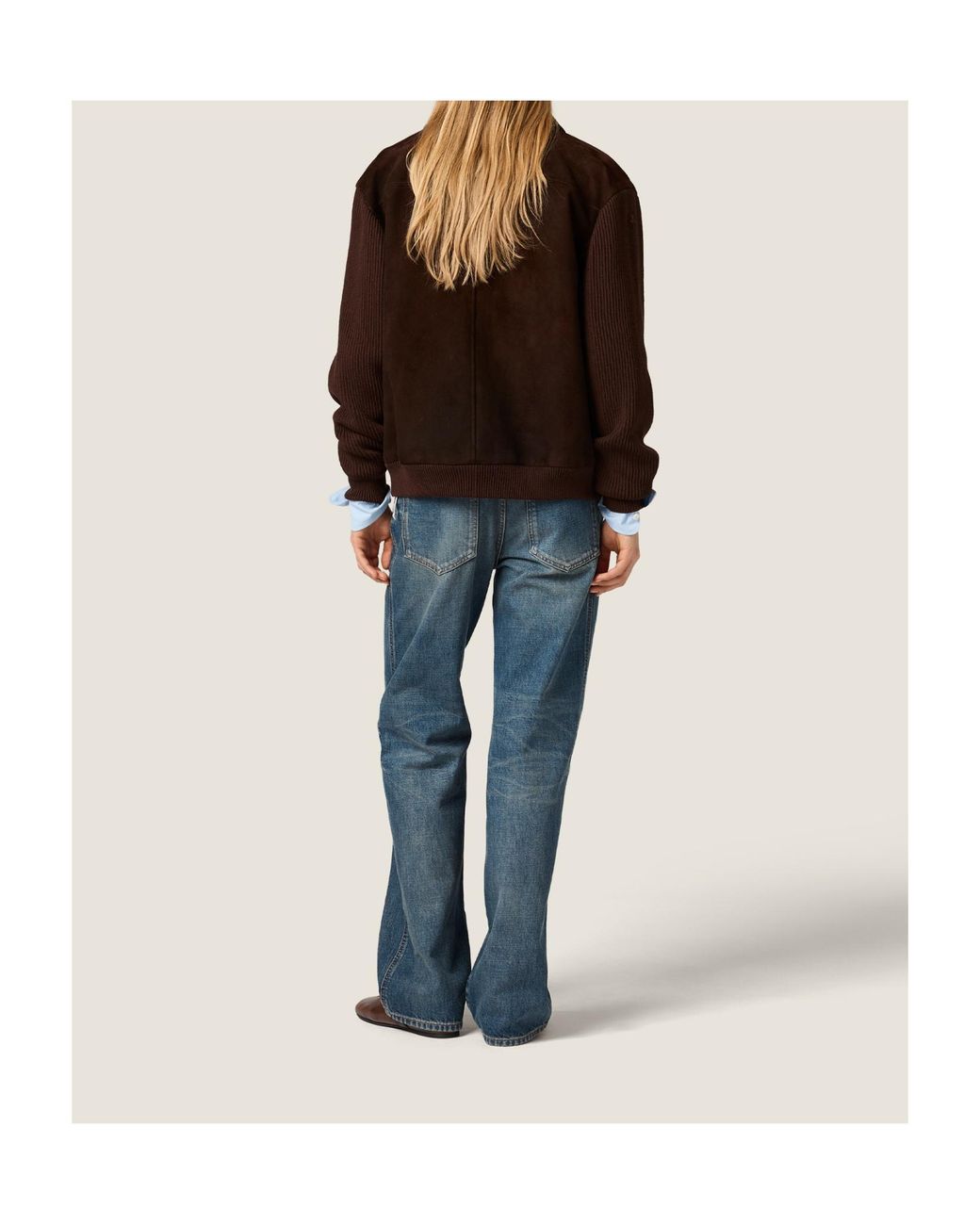 Miu Miu Brown Waxed Suede Blouson Jacket
