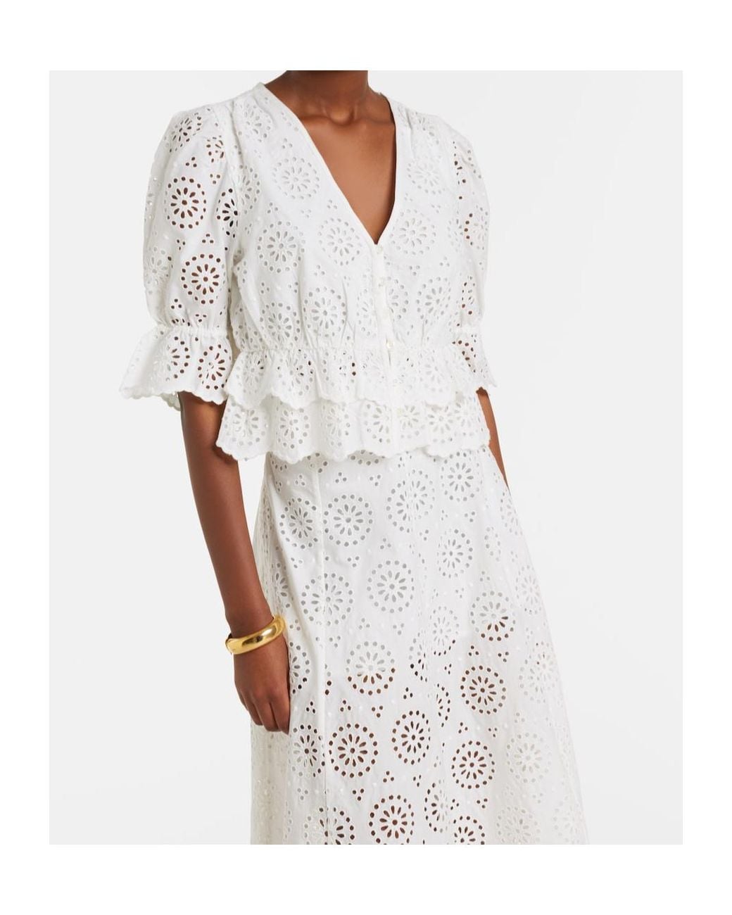 FRAME White Deco Embroidered English Cotton Smock