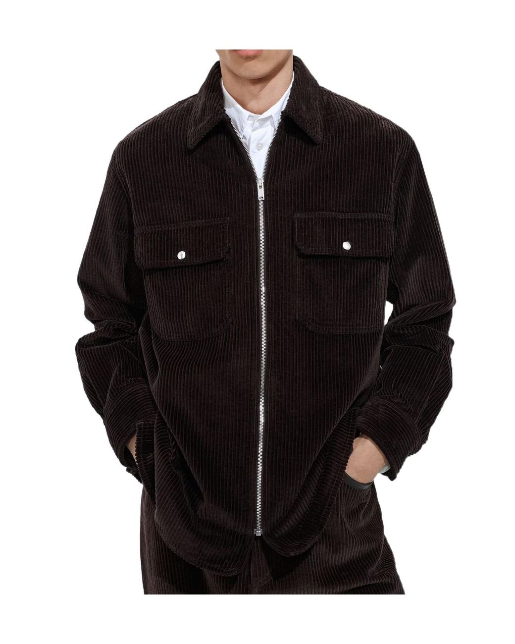 Bottega Veneta Black Shirt With Classic Collar And Two Patch Pockets On The Front for men