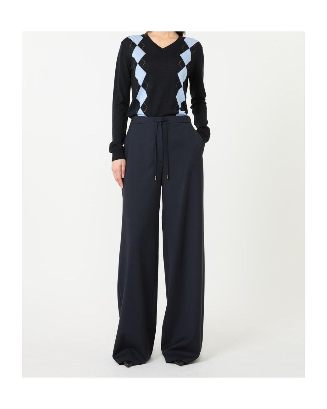 Max Mara Blue Studio Mstcorone Wide-Leg Pants