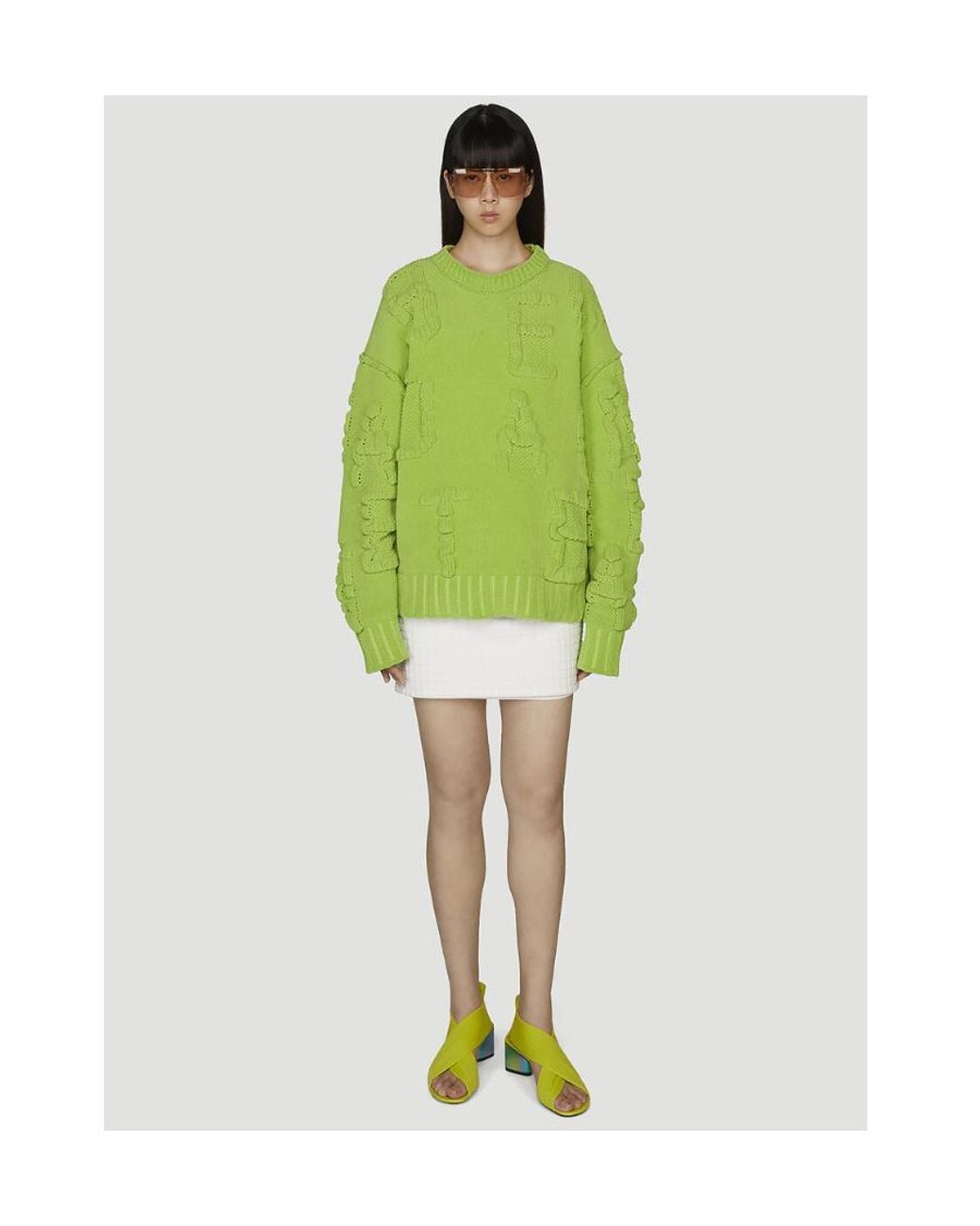 Bottega Veneta Green Alphabet Motif Ribbed-Knit Jumper