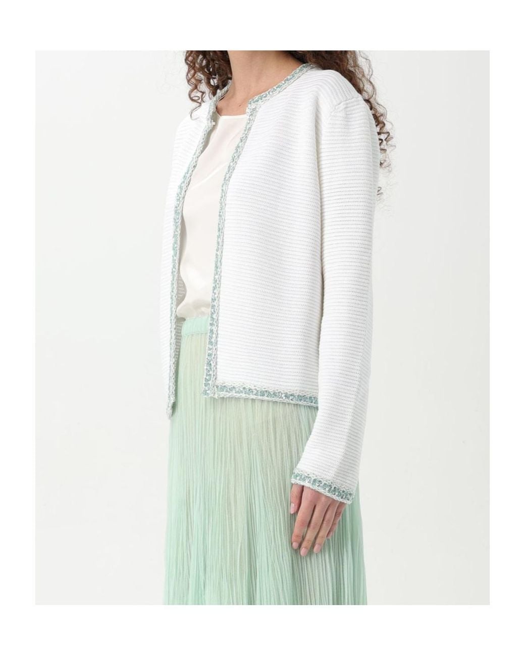 Fabiana Filippi White Contrast Trim Cardigan