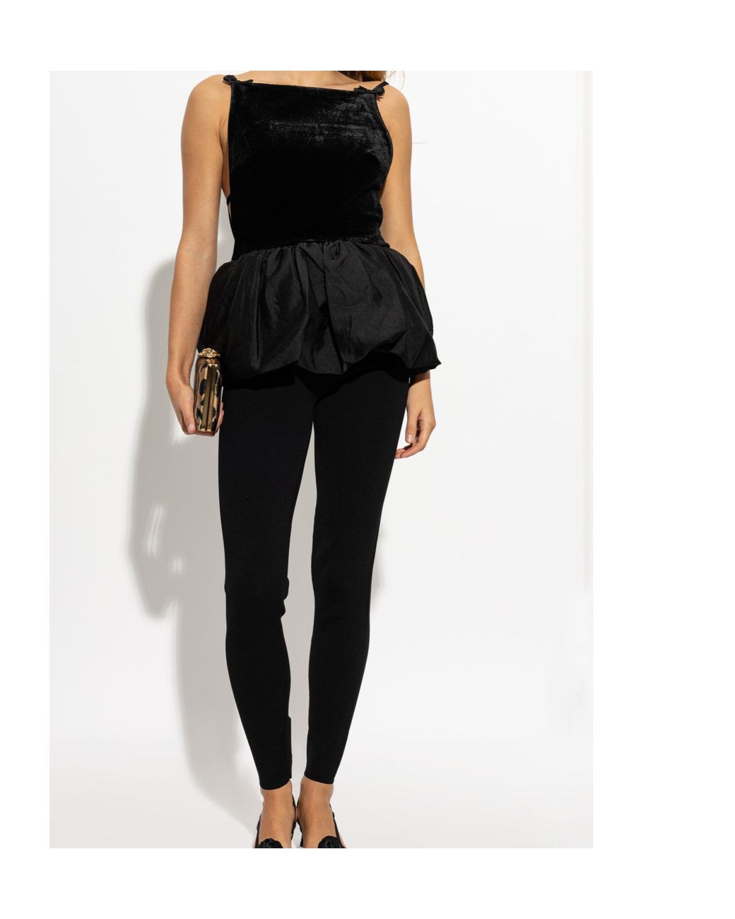 Self-Portrait Black Velvet Peplum Top