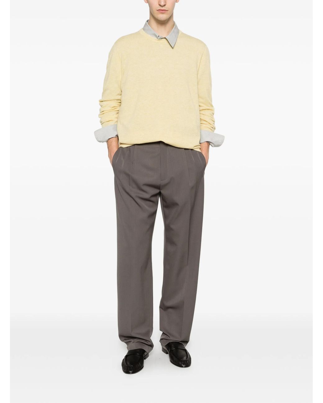 The Row Yellow Casas Top Goat Cashmere Sweater for men
