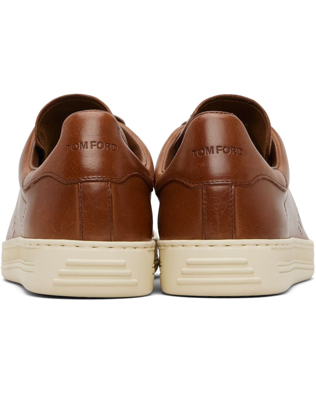 Tom Ford Brown Grain Leather Warwick Sneakers for men