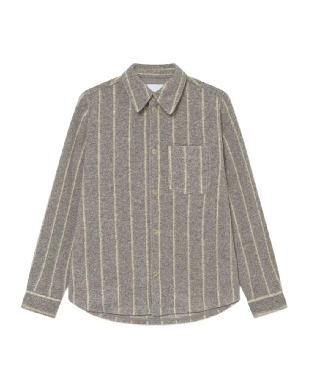 Les Deux Gray Striped Overshirt for men