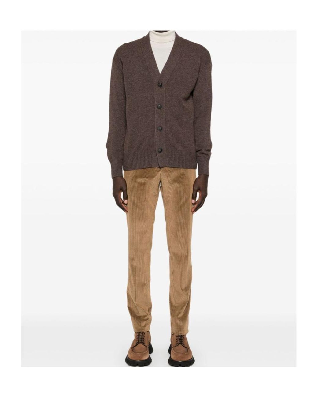 PT01 Brown Corduroy Casual Pants for men