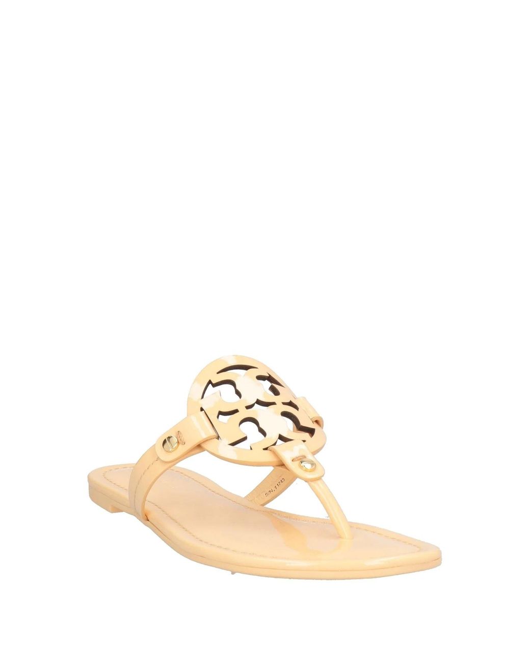 Tory Burch Metallic Minimalist Glossy Leather Slide Sandals