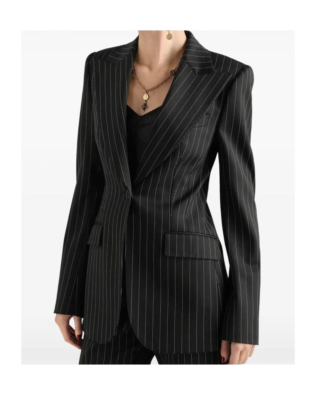 Dolce & Gabbana Black Turlington Pinstriped Blazer