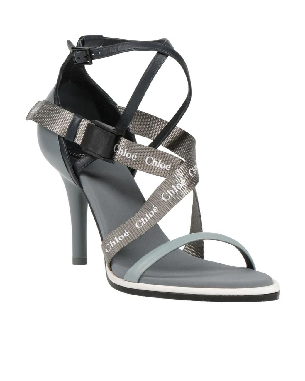 Chloé White Round-Toe High-Heel Sandals