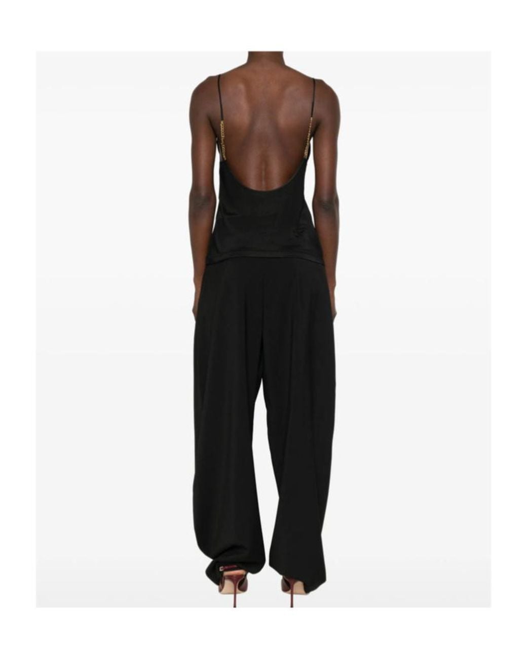Saint Laurent Black V-Neck Sleeveless Top