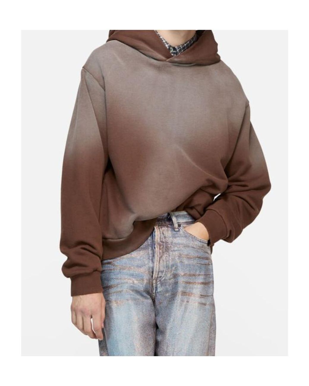 Acne Brown Logo Printed Long-Sleeved Hoodie for men
