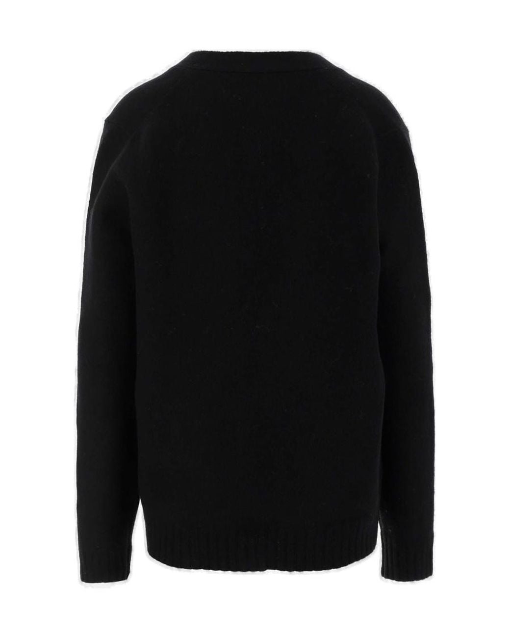 Jil Sander Black V-Neck Long-Sleeved Cardigan