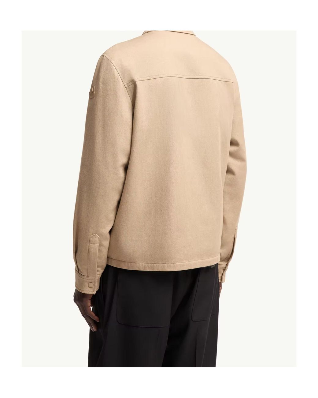Moncler Natural Leather Logo Cotton Shirt Jacket for men