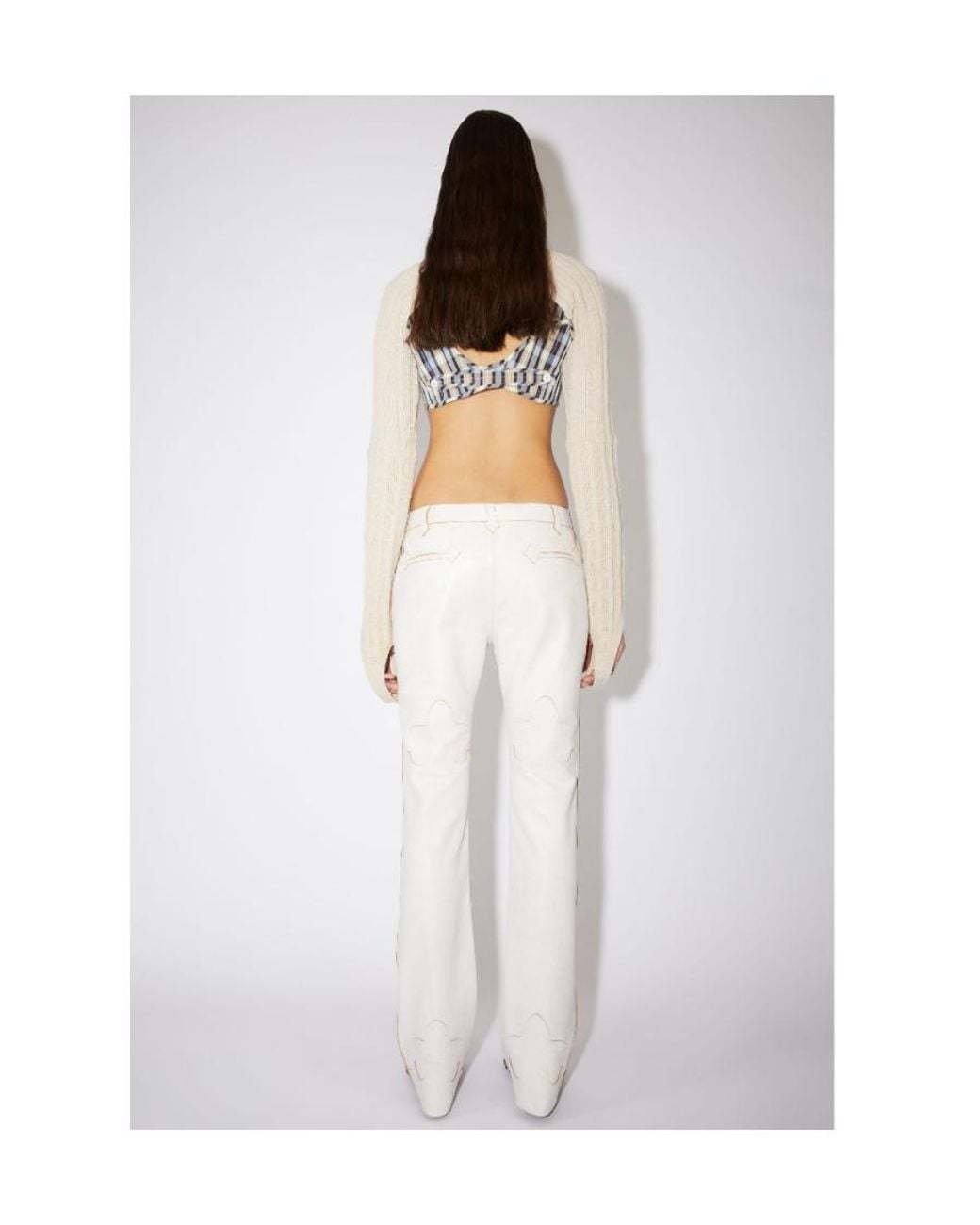 Acne White Spliced Leather Trousers