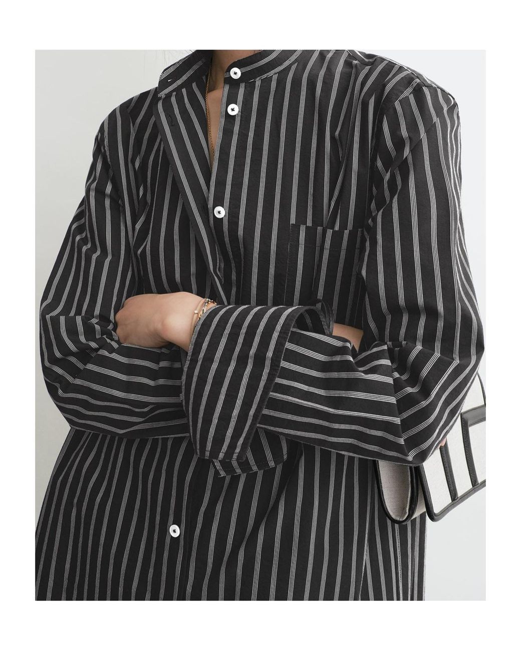 Totême  Black Totême Long-Sleeved Striped Shirt Dress