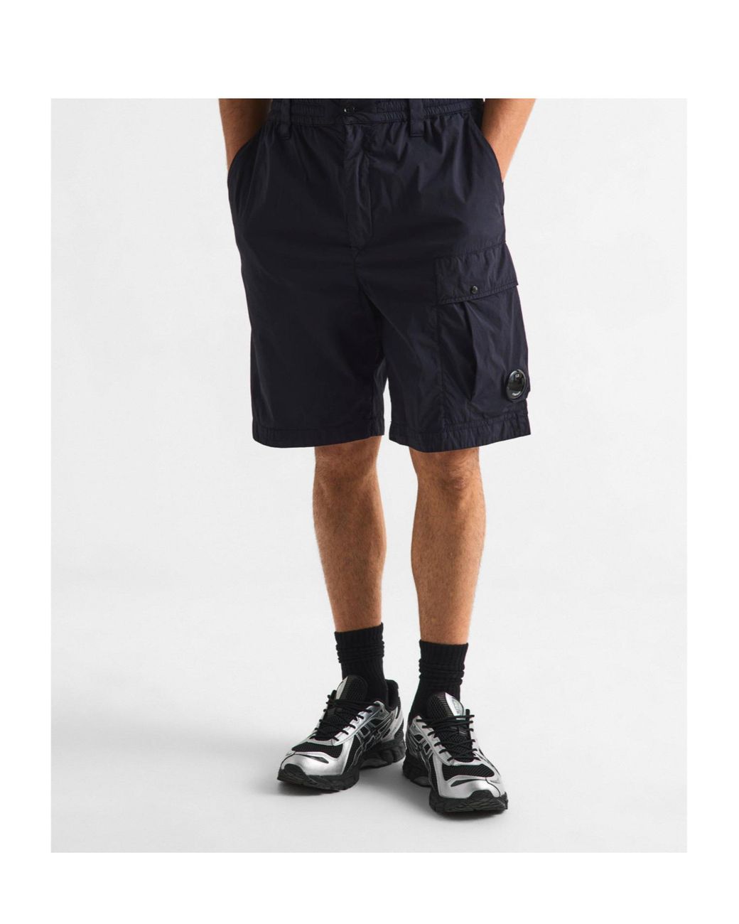 C P Company Black Versatile Minimalist Cargo Shorts for men