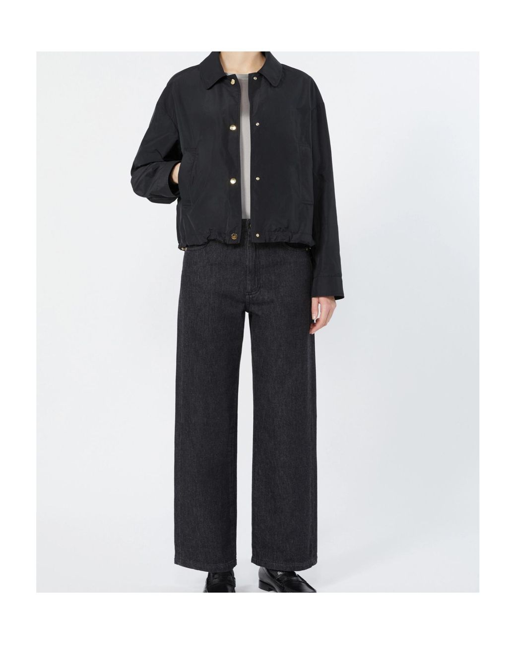 Max Mara Black Button-Up Wide-Leg Jeans