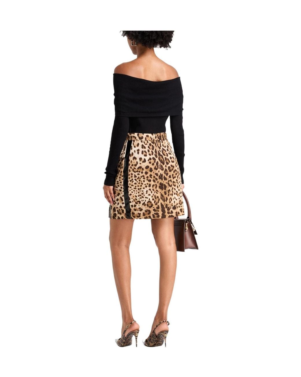 Dolce & Gabbana Natural Leopard Print Umbrella Skirt